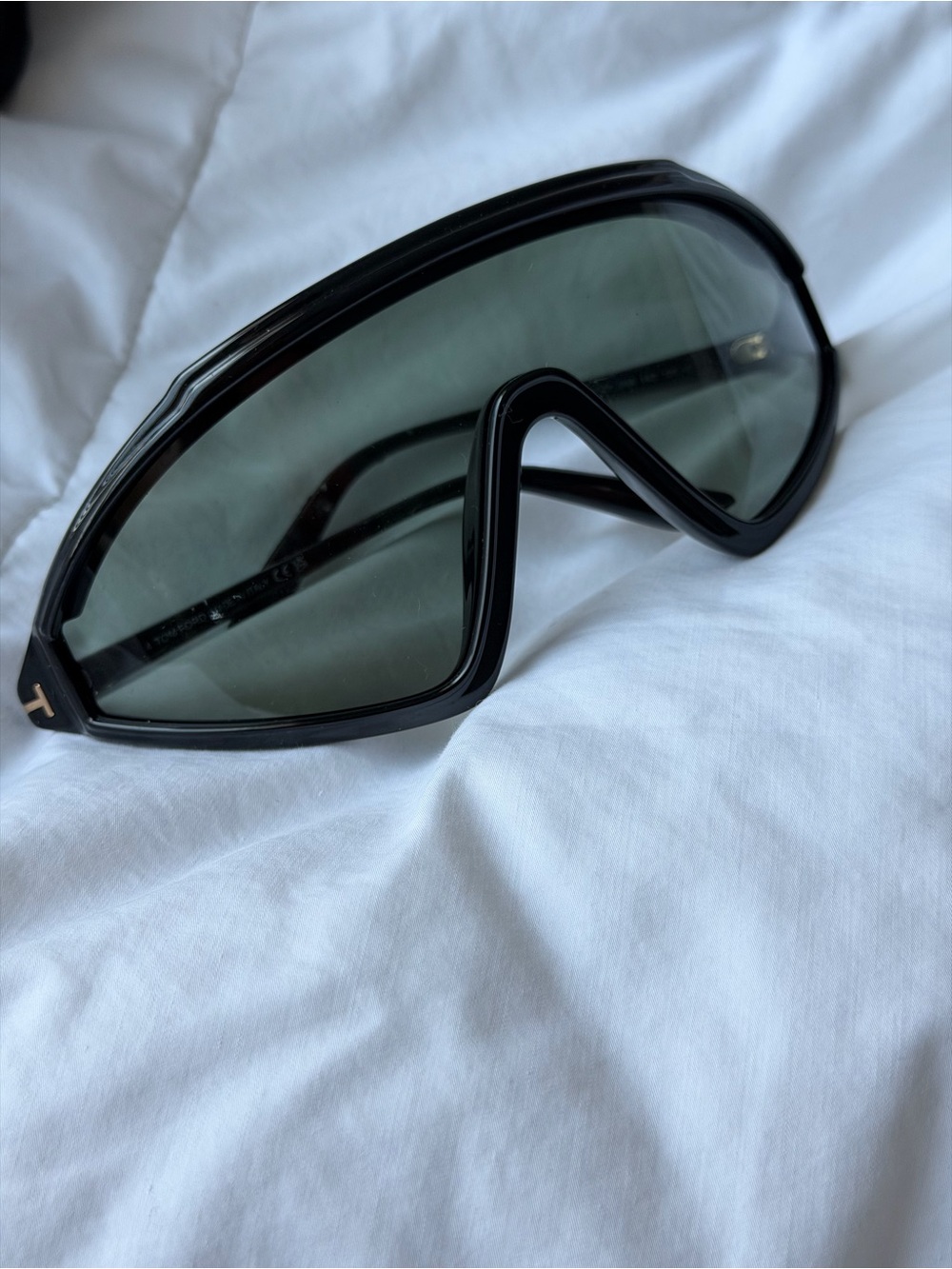 Tom Ford Black Shield Sunglasses with Gray Lenses